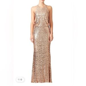 Badgley Mischka Sequin Blush Maria Halter Gown size 12.
